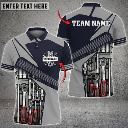 Mechanic Tool Custom Text Multi Color Printed 3D Polo Shirt, Mechanic Men Shirt TO3490