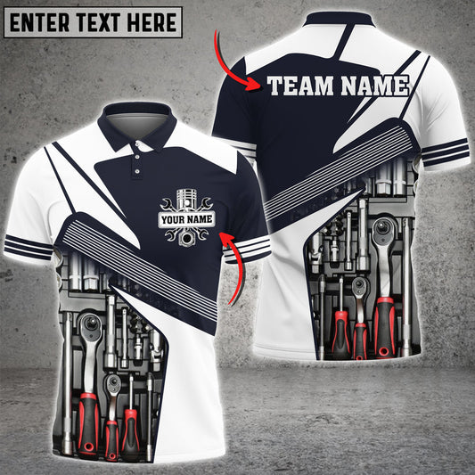 Mechanic Tool Custom Text Multi Color Printed 3D Polo Shirt, Mechanic Men Shirt TO3490