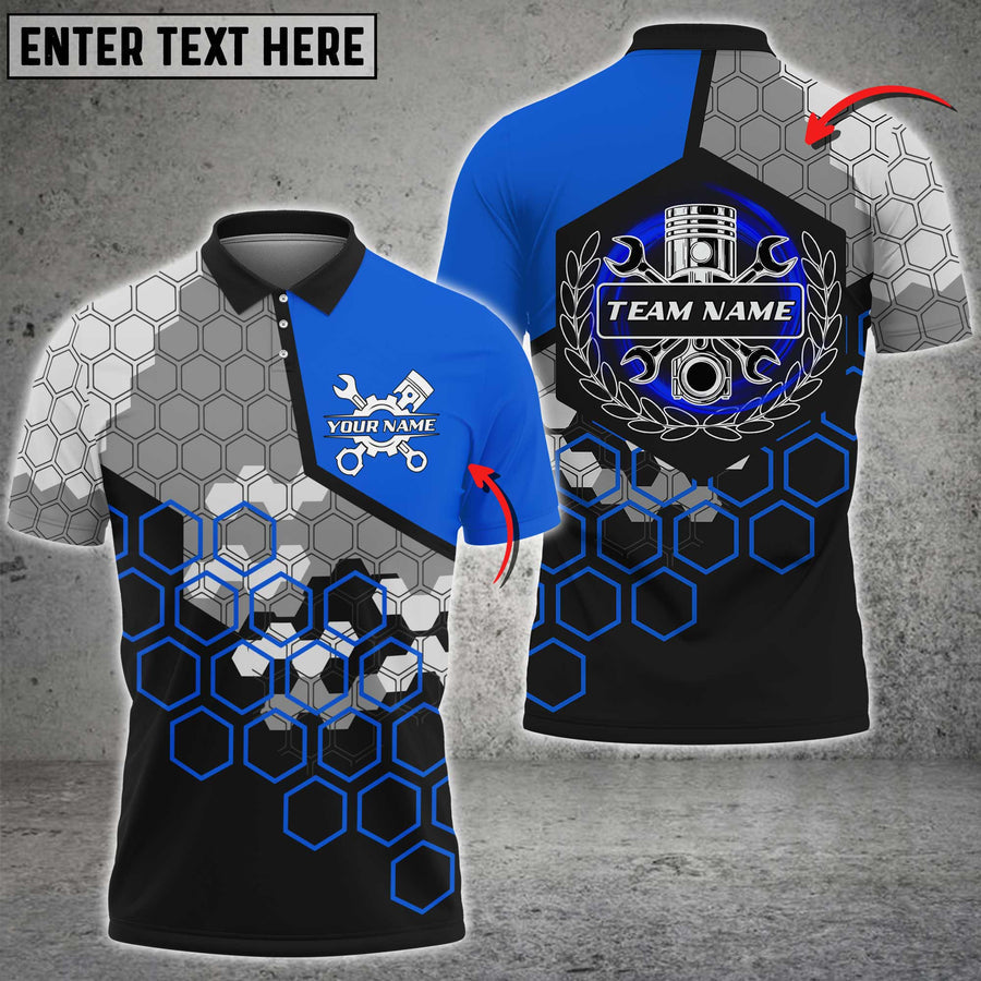 Mechanic Honeycomb Custom Name Multi Color Printed 3D Polo Shirt, Gifts for Mechanics TO3487