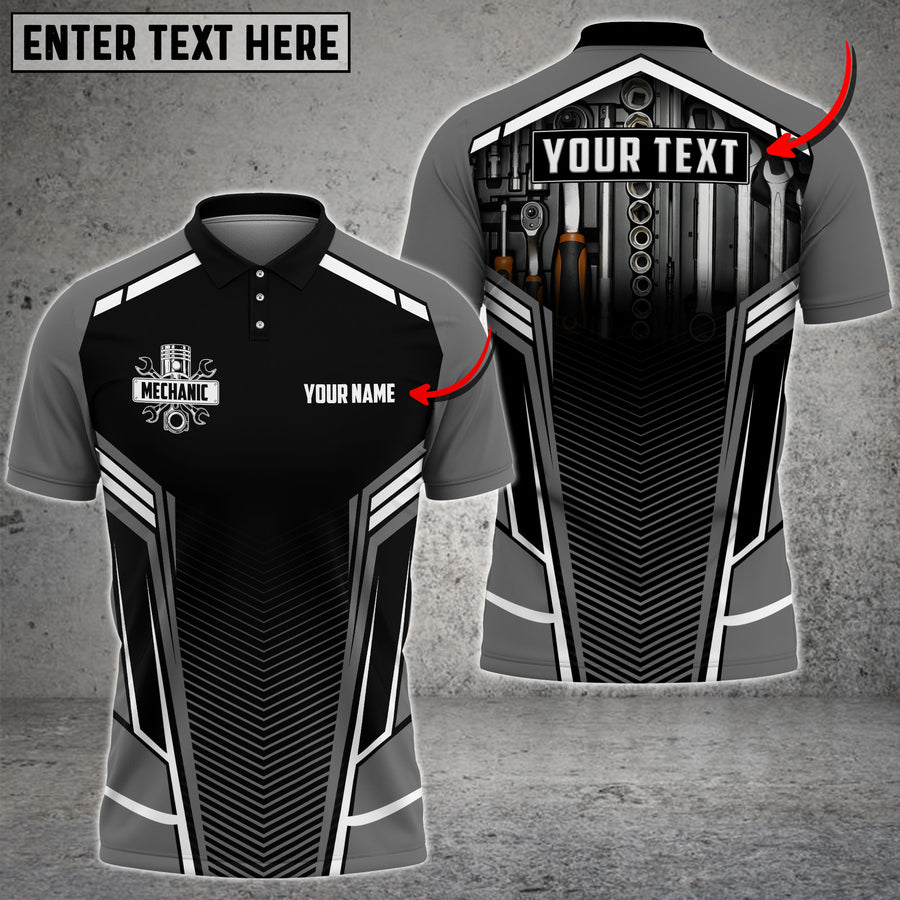 Personalized Name Text Mechanic Tool Multi Color Printed 3D All Over Print Polo Shirt TO3488