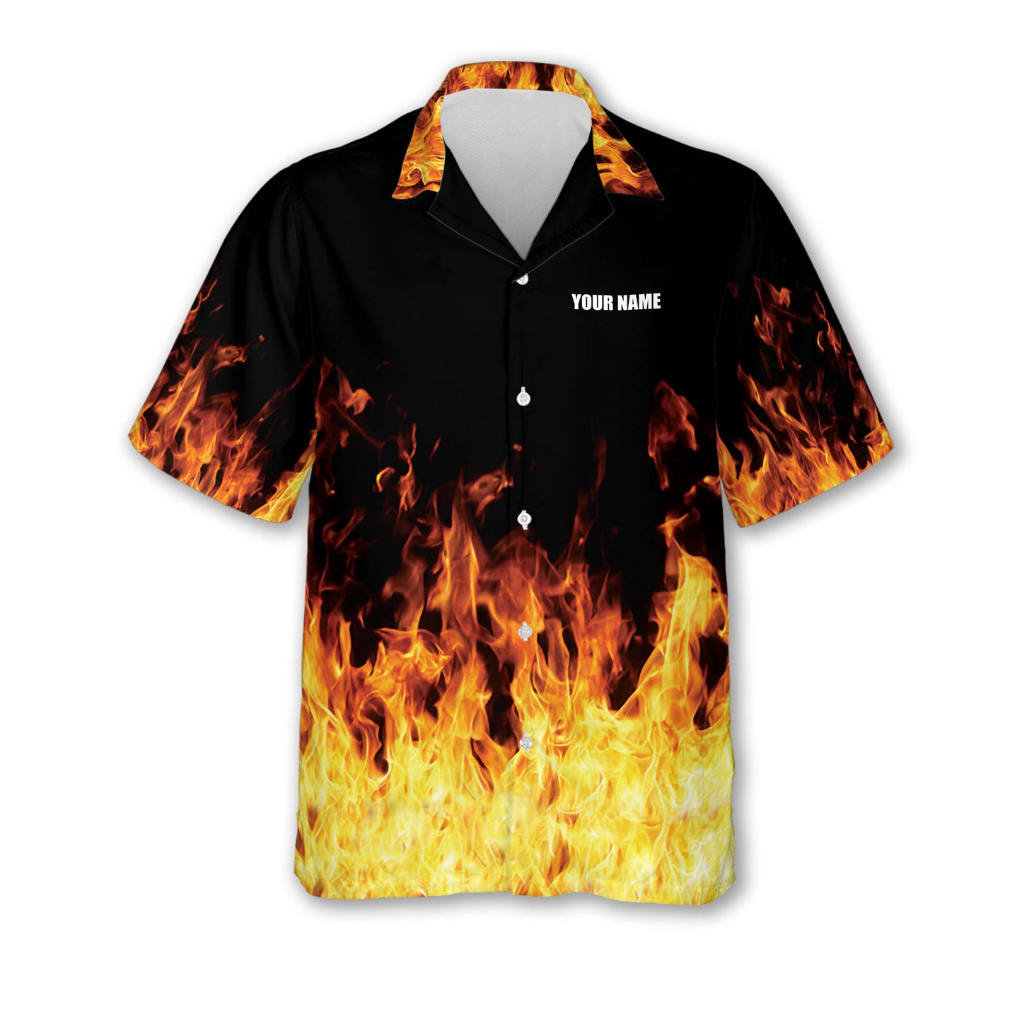 Button-Down Flame Hawaiian Shirt HB0010