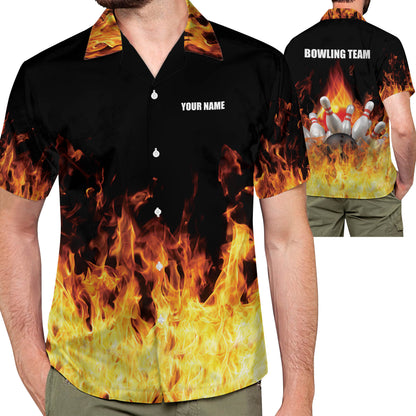 Button-Down Flame Hawaiian Shirt HB0010