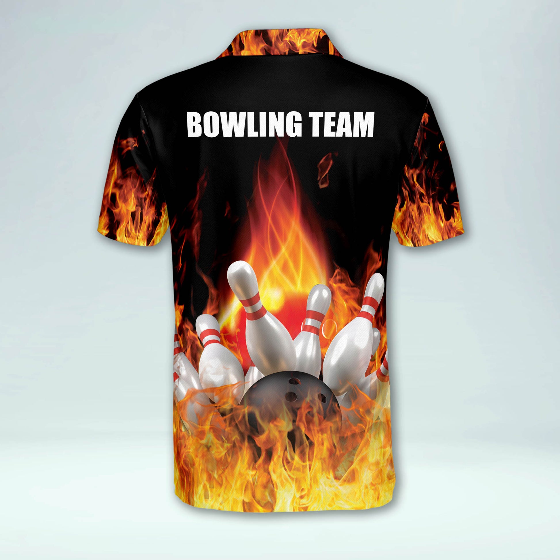 Personalized Bowling Dragon Fire Flame All Over Printed Polo Shirt