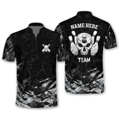 Personalized Multi Color Skull Bowling Jersey With Name For Men SO0800