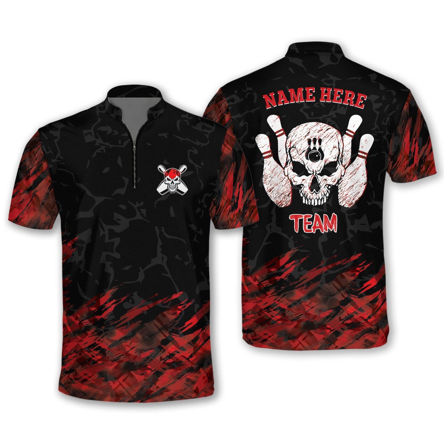 Personalized Multi Color Skull Bowling Jersey With Name For Men SO0800