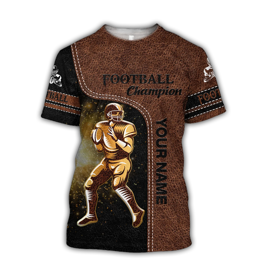 Personalized American Football Shirt Men Women Brown Leather Pattern Gridiron Football Team 3D Tshirt TO1832