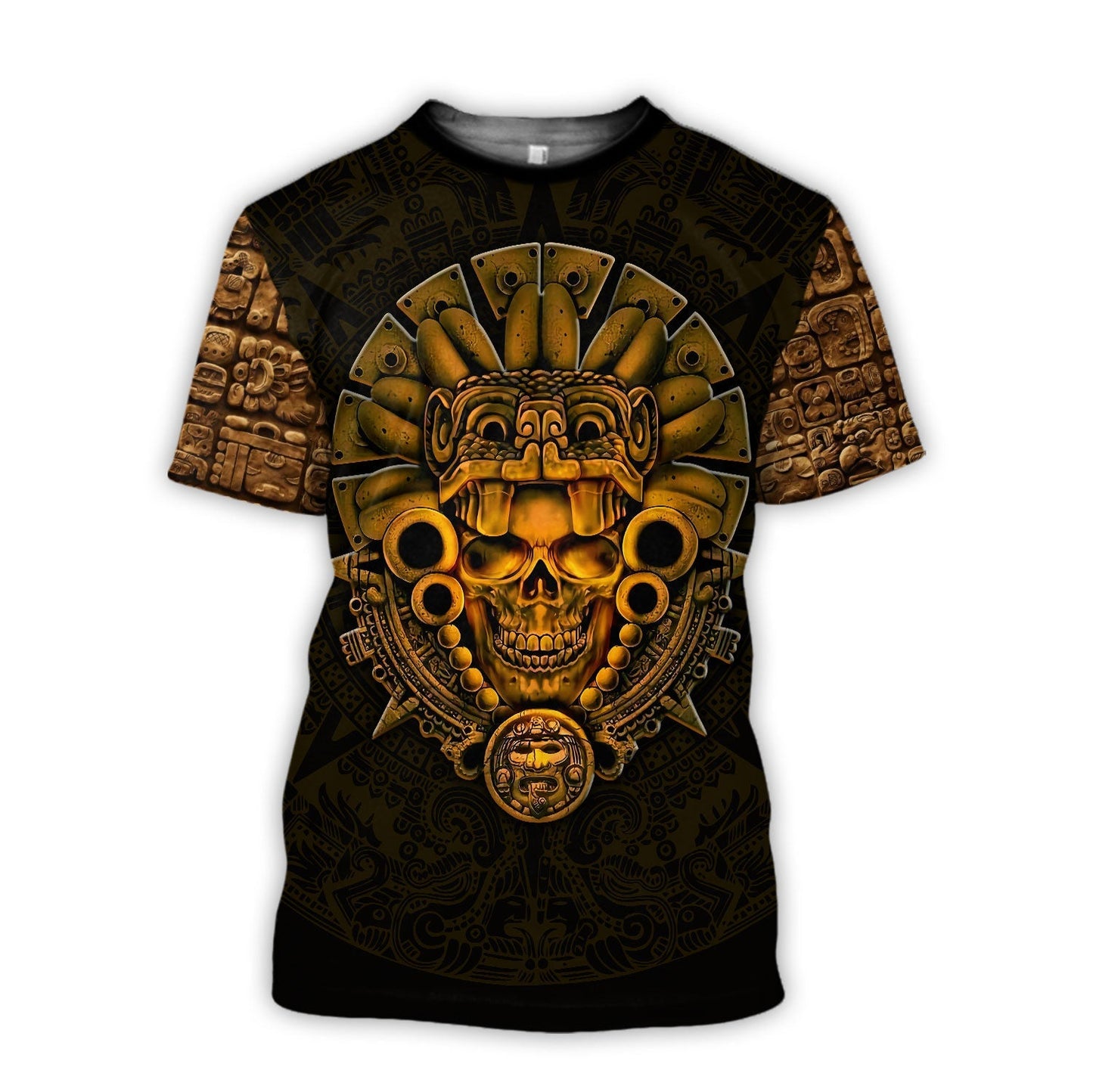 Mexicano 3D Shirt, Skull Maya Kukulkan Gold Shirt, New Mexico Shirt TO3045