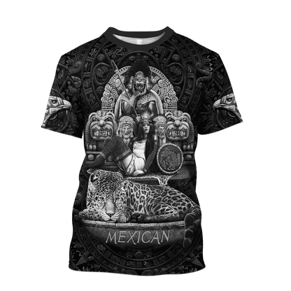 Mexican Nobility Ancient Aztec Tecuani Cheetah Eagle Woman Tattoo Gold 3D Printed Unisex Shirts TO3042