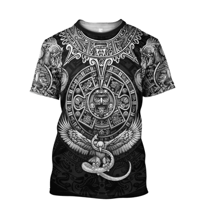 3D All Over Print Mexico Aztec Tattoo Calendar Eagle Snake Unisex Shirt for Men TO3040