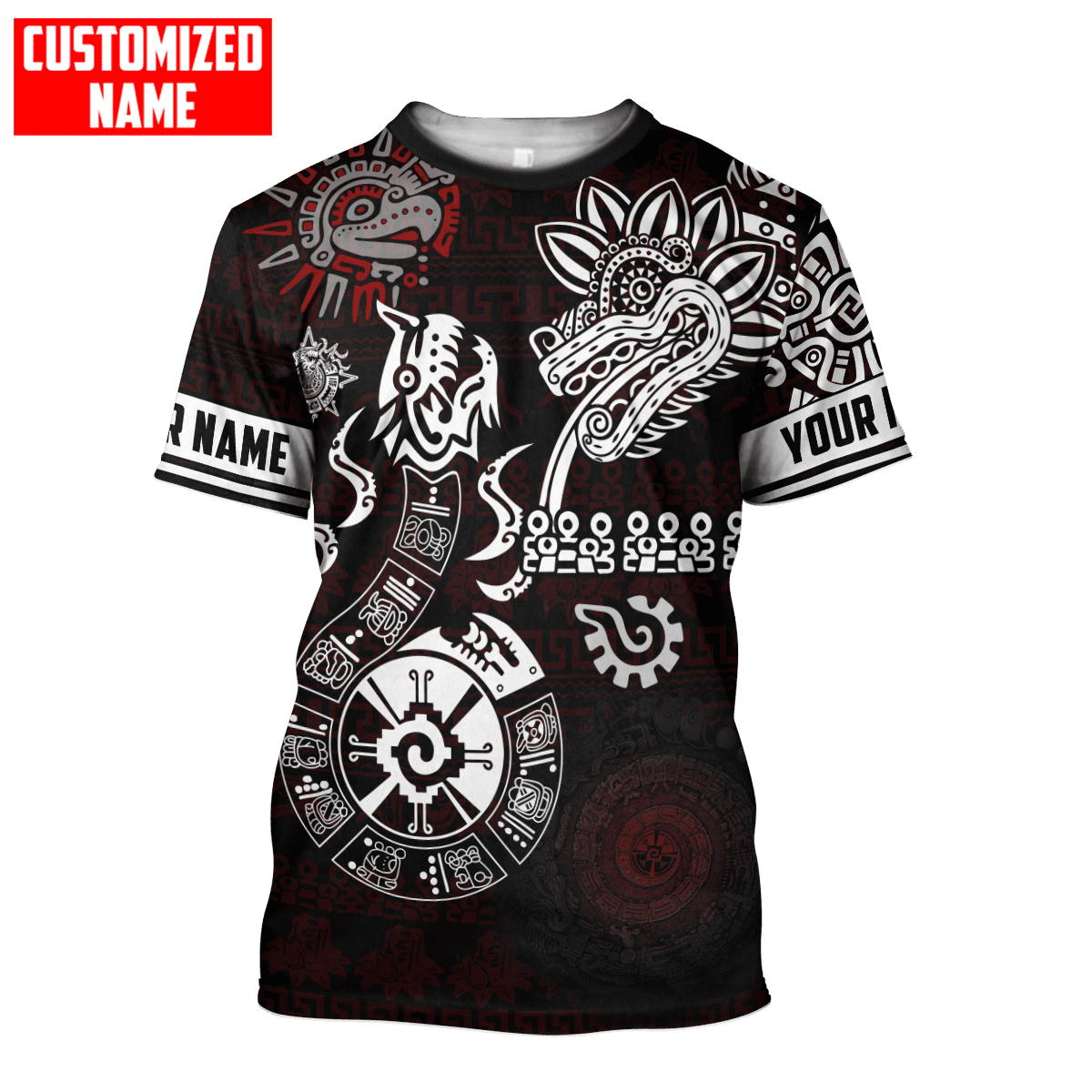 Customized Mexican T-Shirt, Personalized Aztec Mayan Quetzalcoatl Tattoo T-shirt TO3036