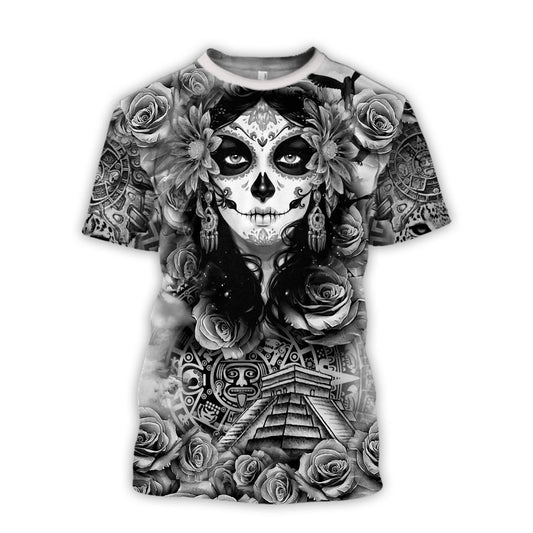 Mexican Independence Day Aztec Day Of The Dead Queen 3D Full Printed T-Shirt TO3033