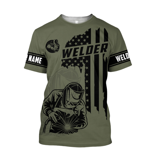 Personalized Welder Welding Shirts American Flag, American Welder, Flag Shirt TO3144