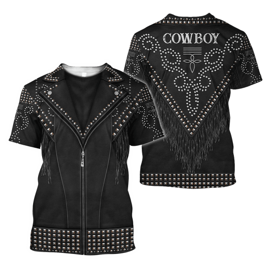 Balck Cowboy Shirt No Cosplay 3D Over Printed Unisex Deluxe Shirt Men Cowboys TO1533