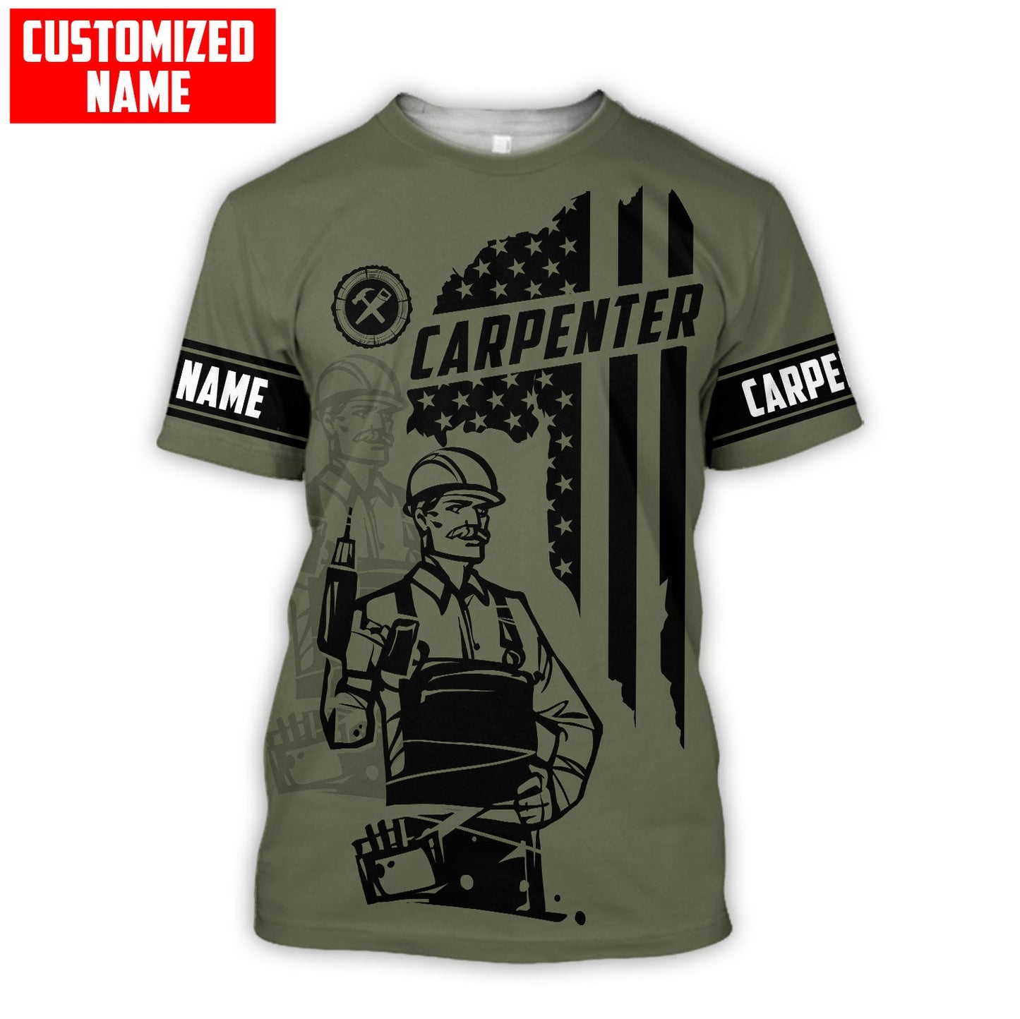 Customized Name Carpenter Shirts American Flag Pattern Proud Of Carpenter Shirts TO1637