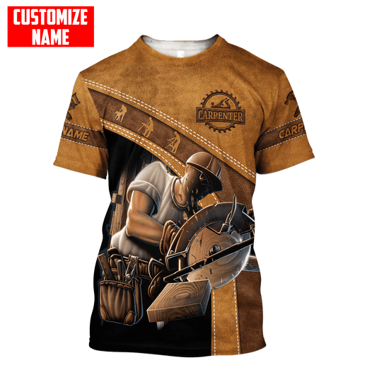 Personalized Name Carpenter Unisex Shirts Brown Leather Pattern Carpenter Cool Uniform TO1630