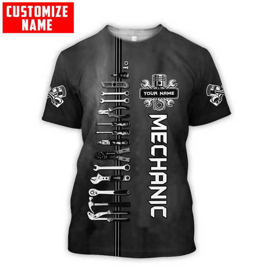 Customized Black Shirt For Mechanical Man Women Oversized 3D Mechanic Tshirt TO1735