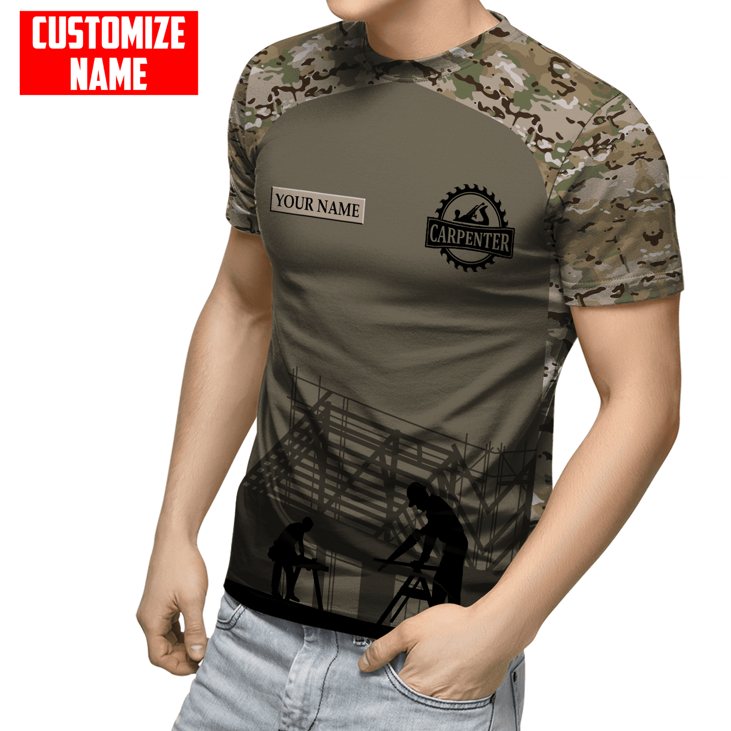 Lasfour Customized Name Carpenter Shirts Camo Pattern TO1632