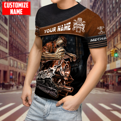 Personalized Name Mechanic Unisex 3D Shirts, Mechanical t Shirt, Present To Mechanician TO0846