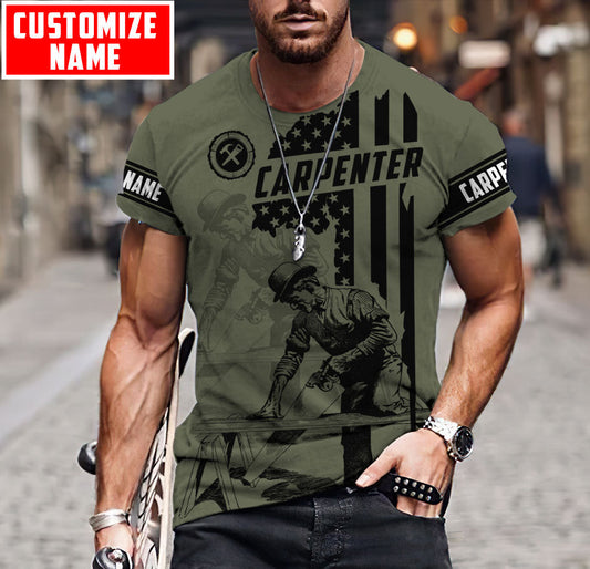 Customized Carpenter Shirt USA Flag Pattern Proud Work Shirt Carpenter Gifts TO1627