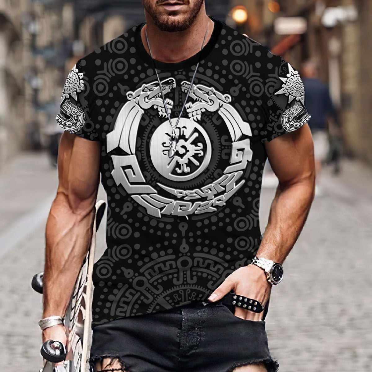 Mayan Snake Calendar Sun T-shirt, Mexico T-Shirt, Aztec T-Shirt TO3039