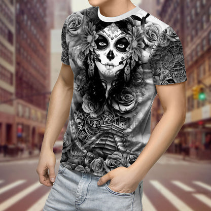 Mexican Independence Day Aztec Day Of The Dead Queen 3D Full Printed T-Shirt TO3033