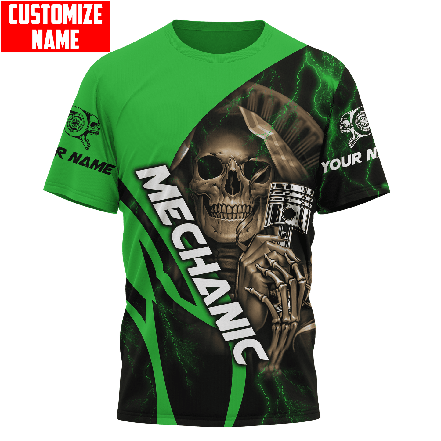 Mechanic 3D t shirt, Custom Name Mechanic Skull Shirts For Men And Women TO0845