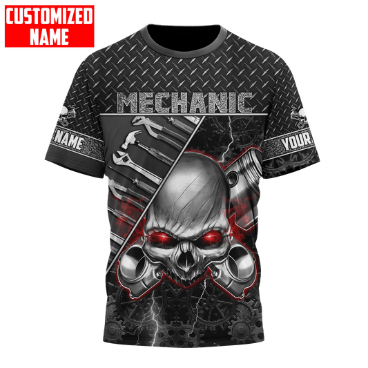 Personalized Mechanic Tool Shirt Skull Smock Mechanical Shirts Cute Mechanic Tshirt TO1737