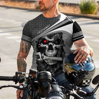 Customzied Skull Mechanic Tools Shirts Men Women 3D All Over Printed Mechanical Tee Shirt TO1722