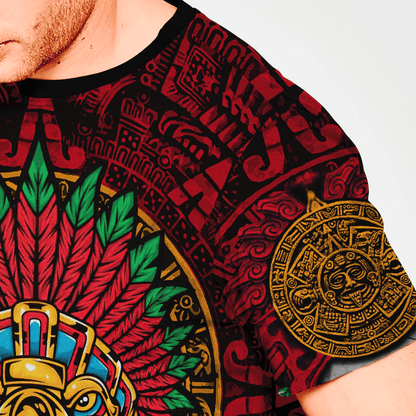 Lasfour Aztec Eagle Warrior Skull All Over Printed Combo T-Shirt, Skull Mexico T-Shirt TO3034