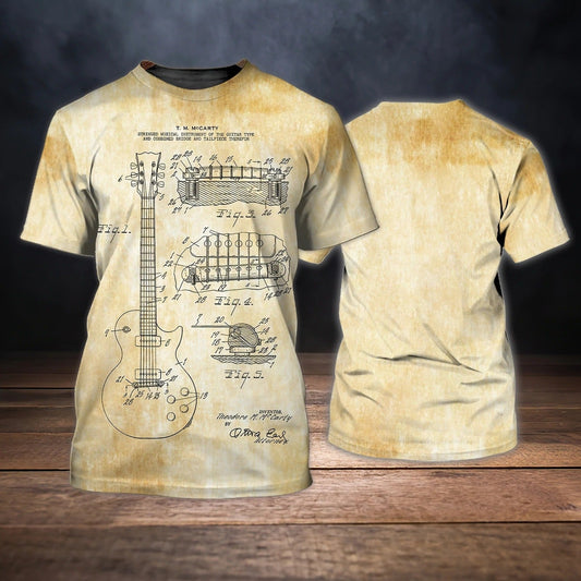 Guitar T Shirt 3D All Over Print For Guitar Man Guitar Lovers, Sublimation 3D Shirt Gift For Guitar Men TO0182