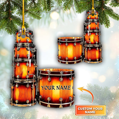 Personalized Name Drum Shaped Ornament, Drummer, Christmas Drum Set Shaped Ornament OO1651