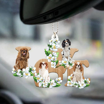 Cool Cavalier King Charles Spaniel Love Flowers Dog Lover Hanging Ornament Car Ornament OO0869