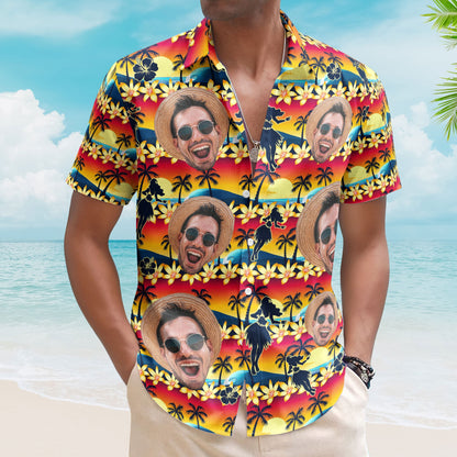 Tropical Beach Sence Hula Dance Sunset Aloha Shirts - Custom Photo Hawaiian Shirts HA0100