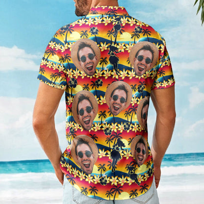 Tropical Beach Sence Hula Dance Sunset Aloha Shirts - Custom Photo Hawaiian Shirts HA0100