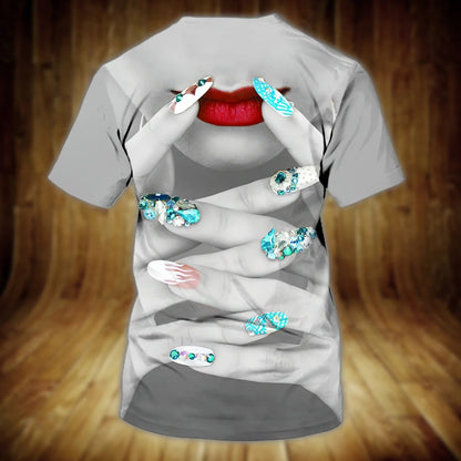 3D All Over Printed Nail Shirt For Girl, Women Nails T Shirt, Nail Tad Technician Tshirt, Nail Tech Gifts TO0977