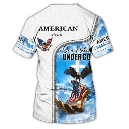 Personalized Pride American 3D Tee Shirt, One Nation Under God Sublimation Shirt For 4Th Of July Gift TO0626