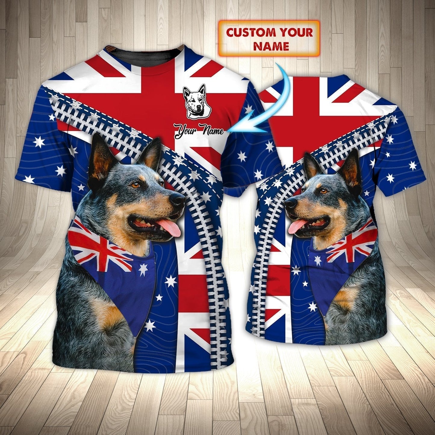 Personalized Name 3D Tshirt Australian Heeler TO1121