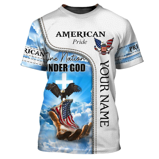 Personalized Pride American 3D Tee Shirt, One Nation Under God Sublimation Shirt For 4Th Of July Gift TO0626