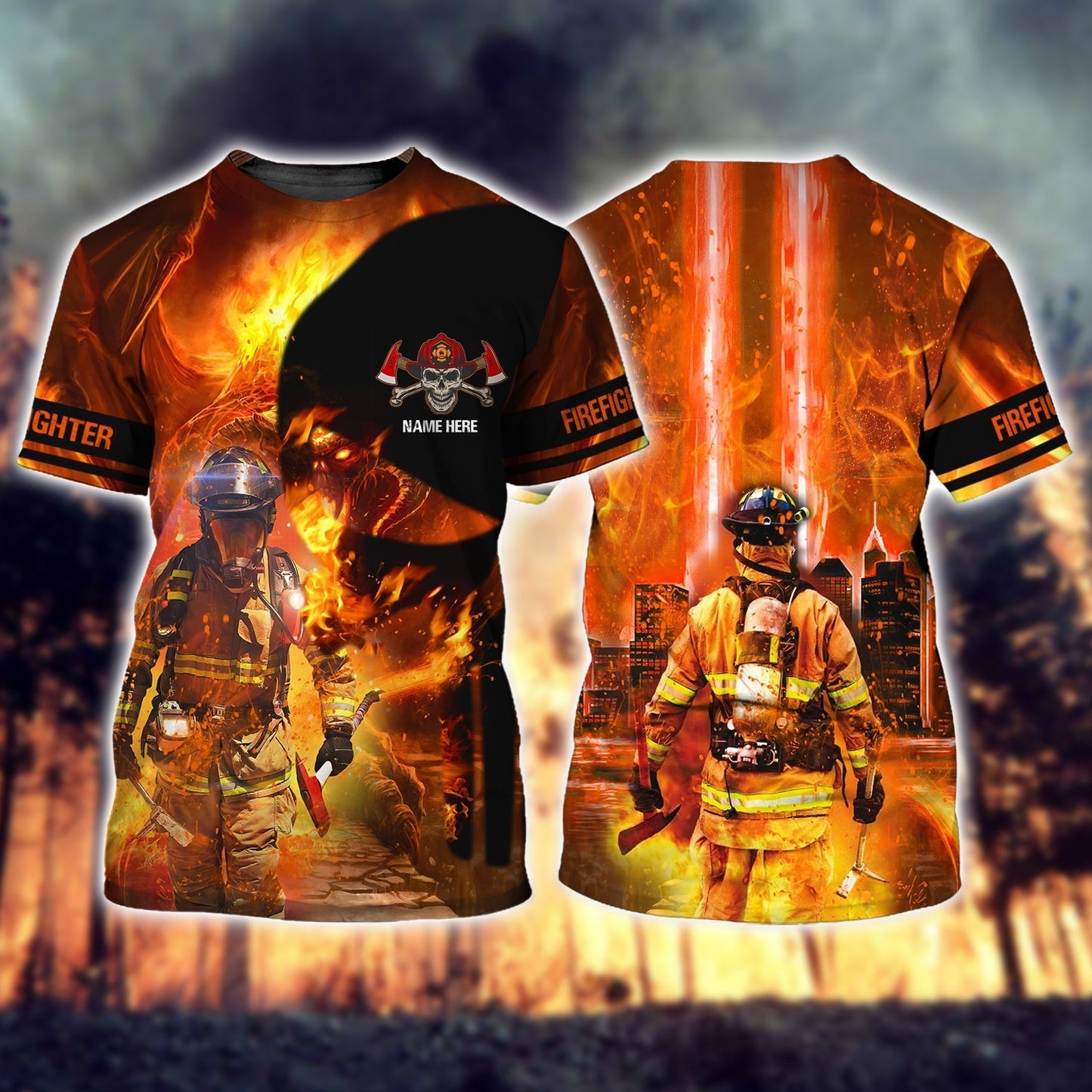 Custom With Name Firefighter 3D Shirt For Fire Man, Man With Fire 3D Tee Shirt TO0642