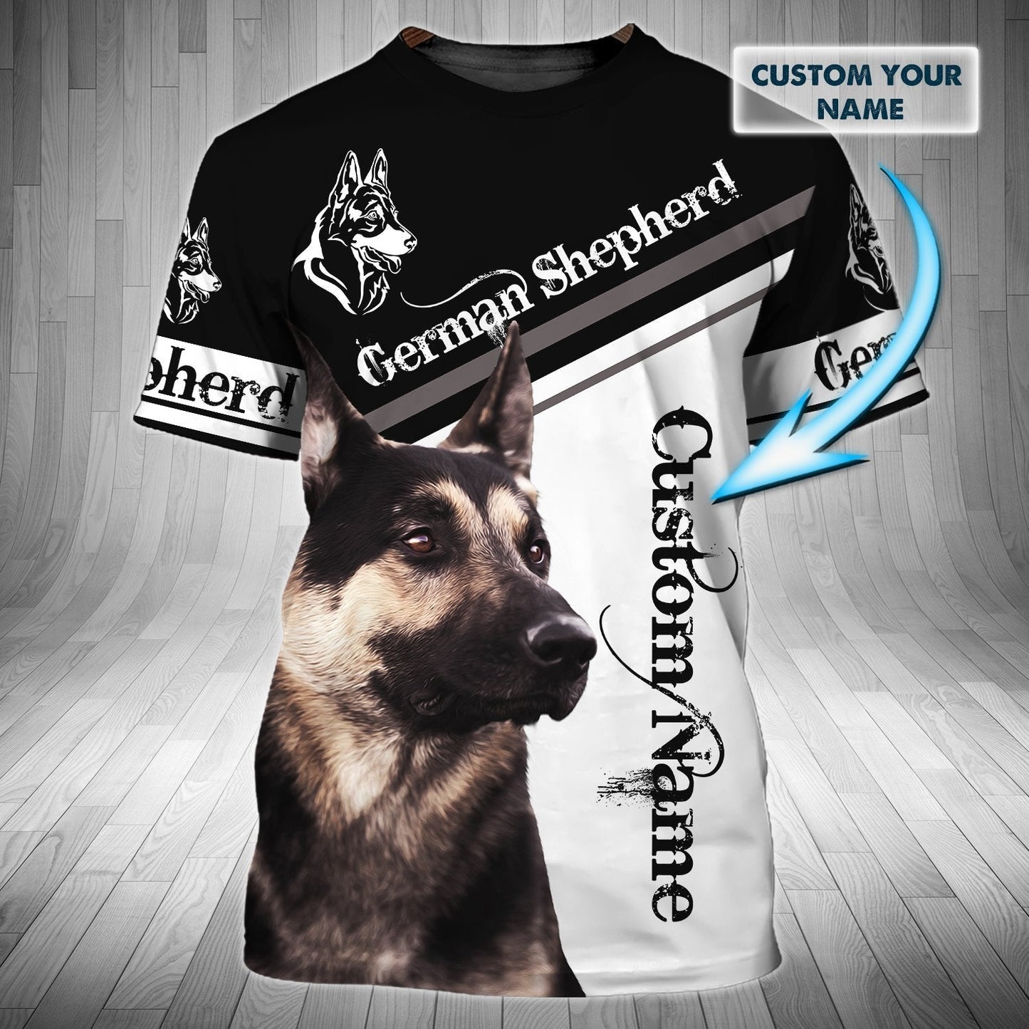 Personalized Name 3D Tshirt Printed A Dog Black German Shepherd Shirts TO1122