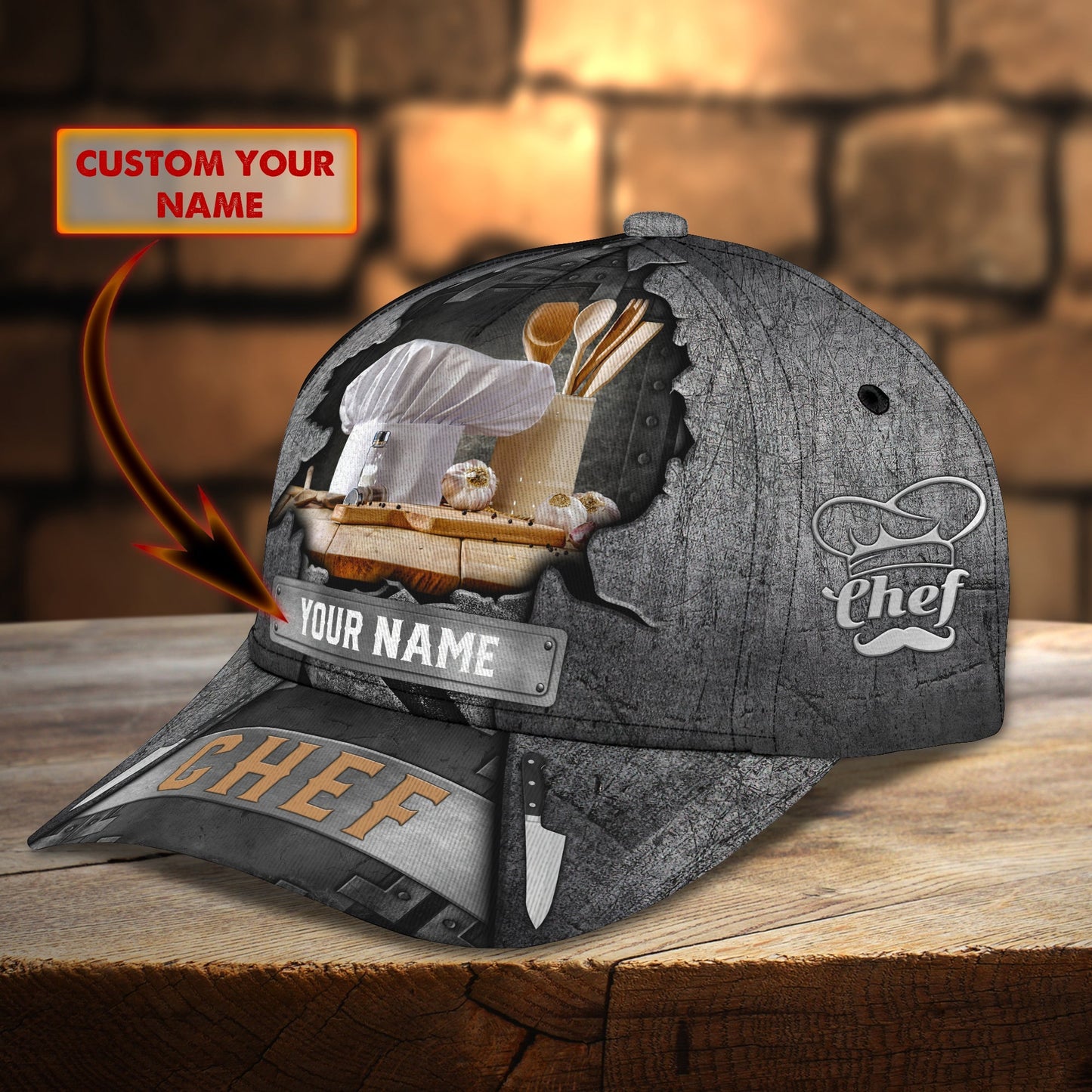 3D Classic Cap Personalized Name Cap Chef07 Lasfour CA2486