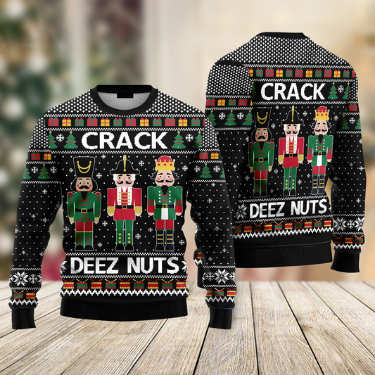 Crack Deez Nuts Nutcracker Ugly Christmas Sweater For Men & Women SO0827