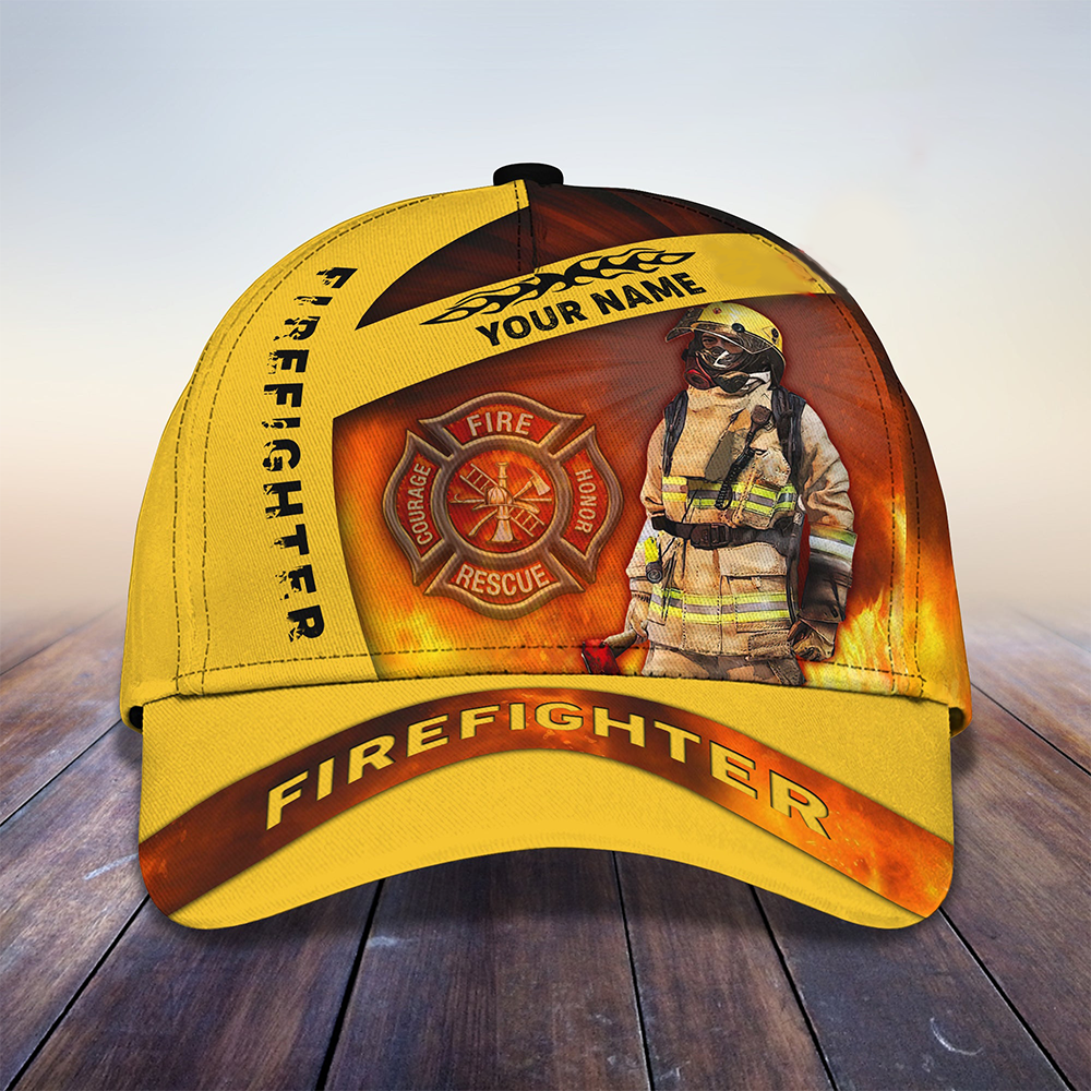 3D Classic Cap Fire Fighter Personalized Name Cap CA2214