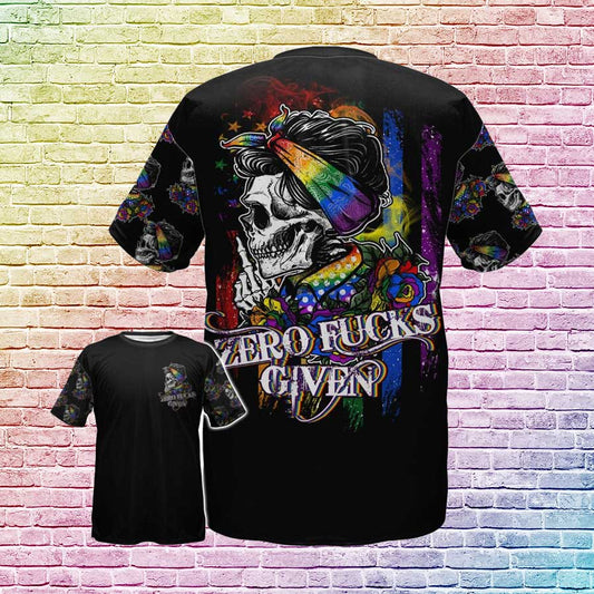 LGBT Skull Rose 3D For LGBT Pride Month, LGBT Zero Fucks Given, LGBT Gift For Her LGBT Gift For Him LO0689