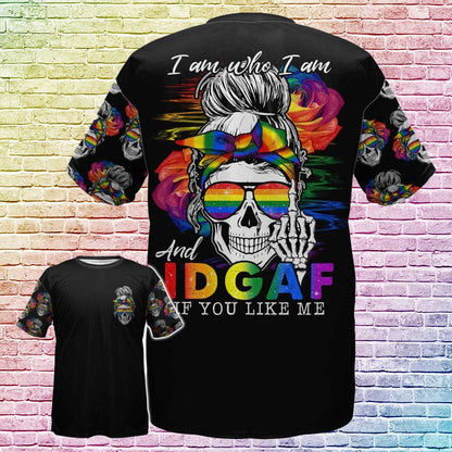 Skull Lesbian Shirt For Pride Month, I Am Who I Am And Idgarf if You Like Me, Gay Pride Shirt LO0699