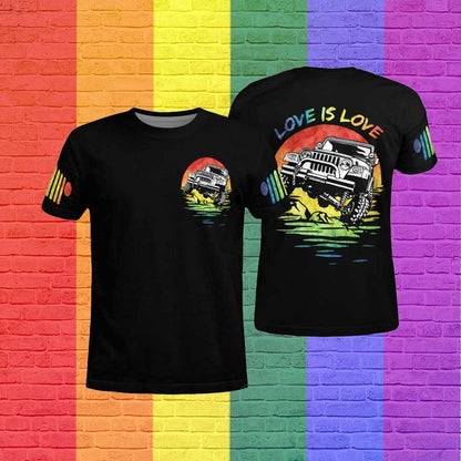 Pride Rainbow Jee Car 3D T Shirt For Pride Month, Jee Car Pride Shirt For Gaymer, Love Is Love Tee Shirt LO0850