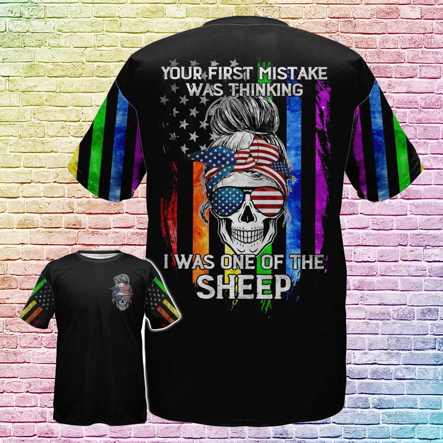 Pride Shirt For Lesbian, Your First Mistake Was Thinking I Was One Of The Sheep, LGBT Skull Gift For Gay LO0690