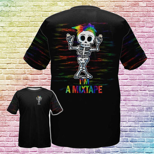 LGBT Skeleton T Shirt, I’m A Mixtape 3D All Over Printed Shirts For LGBT Pride Month, Lesbian Shirt LO0701