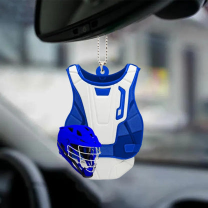 Personalized Lacrosse Uniform And Helmet Flat Acrylic Car Hanging Ornament, Gift for Lacrosse Players OO0140