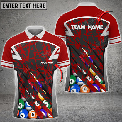 Billiards Ball Full Grunge Personalized Name, Team Name 3D Polo Shirt Multicolor Options BIO0032